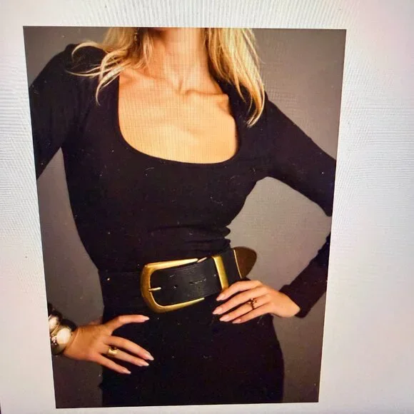 12th Tribe Gemma Black Long Sleeve Ribbed Maxi Dress ~ NWT - Picture 3 of 10